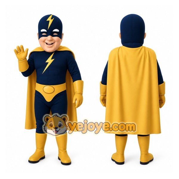 Blue Superhero Mascot Costume
