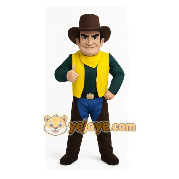 Yellow Cowboy Mascot Costume