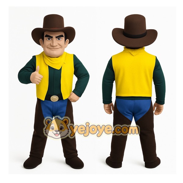 Yellow Cowboy Mascot Costume