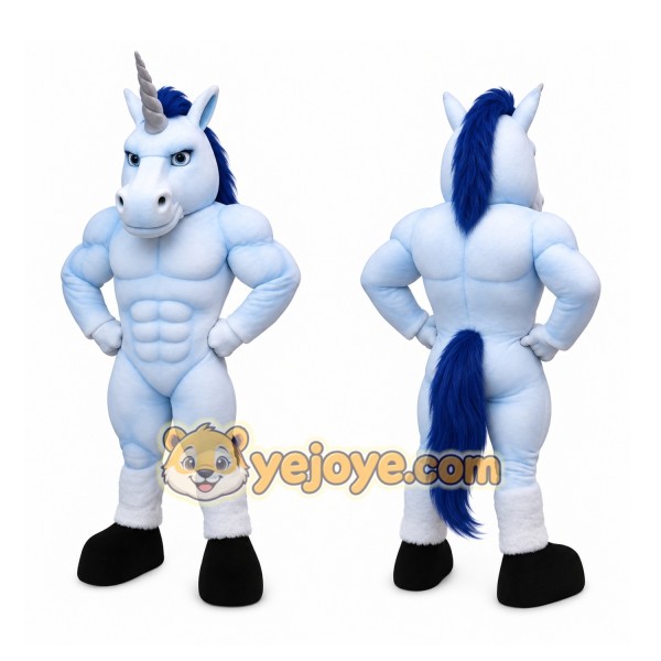 Blue Unicorn Mascot Costume