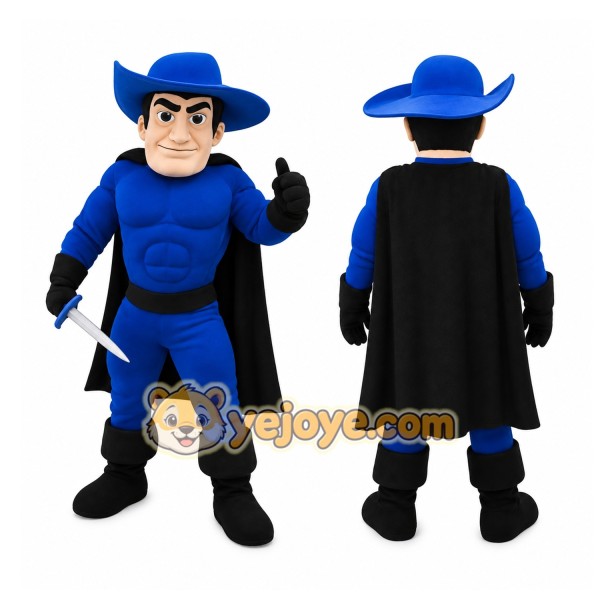 Blue Superhero Mascot Costume