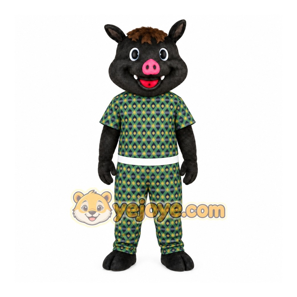 Black Hog Mascot Costume Black Hog Mascot Costume