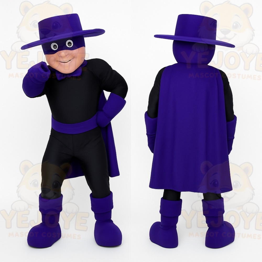 Purple Superhero Mascot Costume
