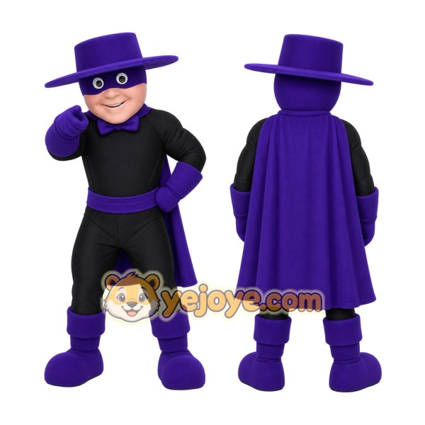 Purple Superhero Mascot Costume