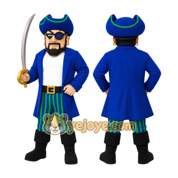 Blue Pirate Mascot Costume