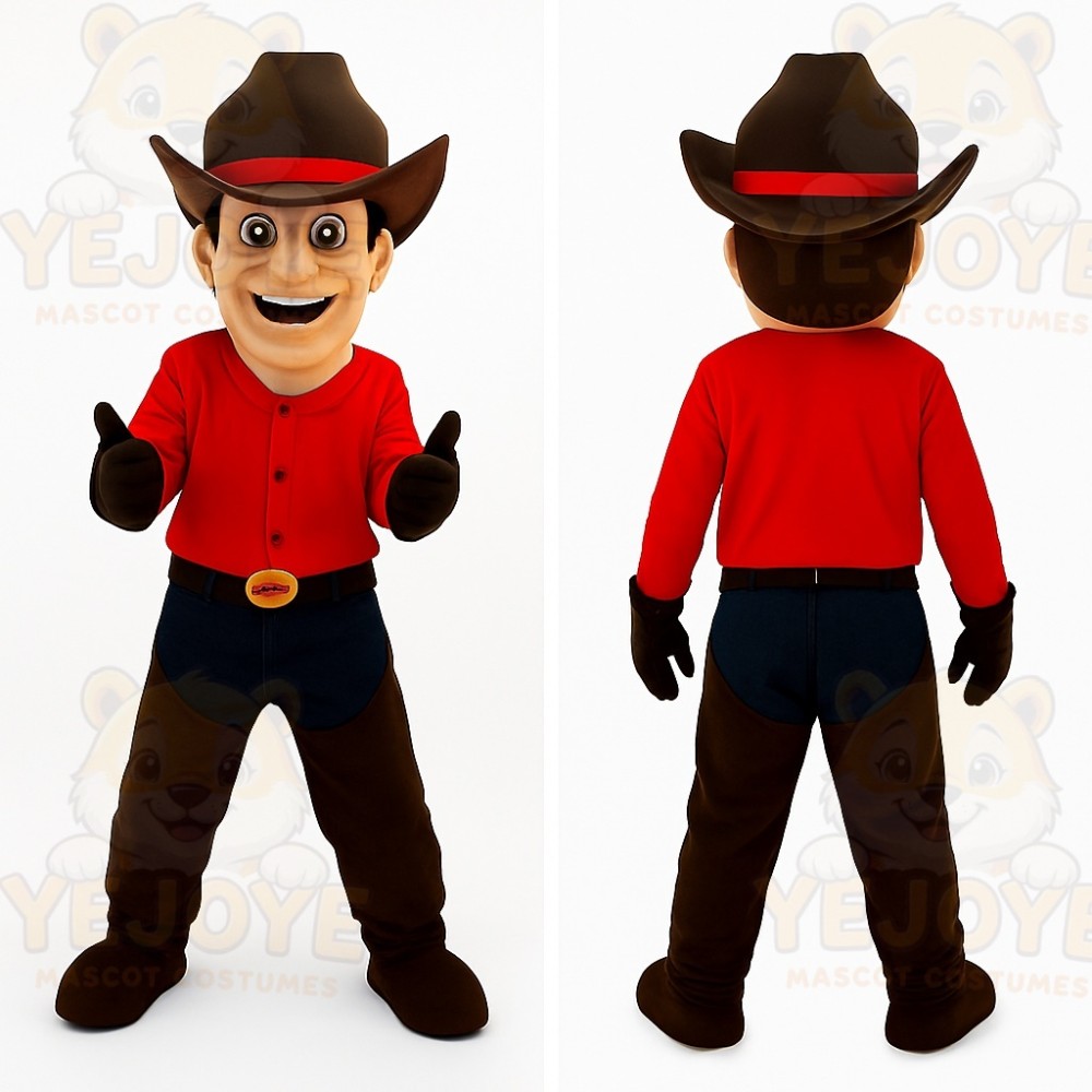 Red Cowboy Mascot Costume