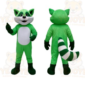Green Raccoon Mascot Costume