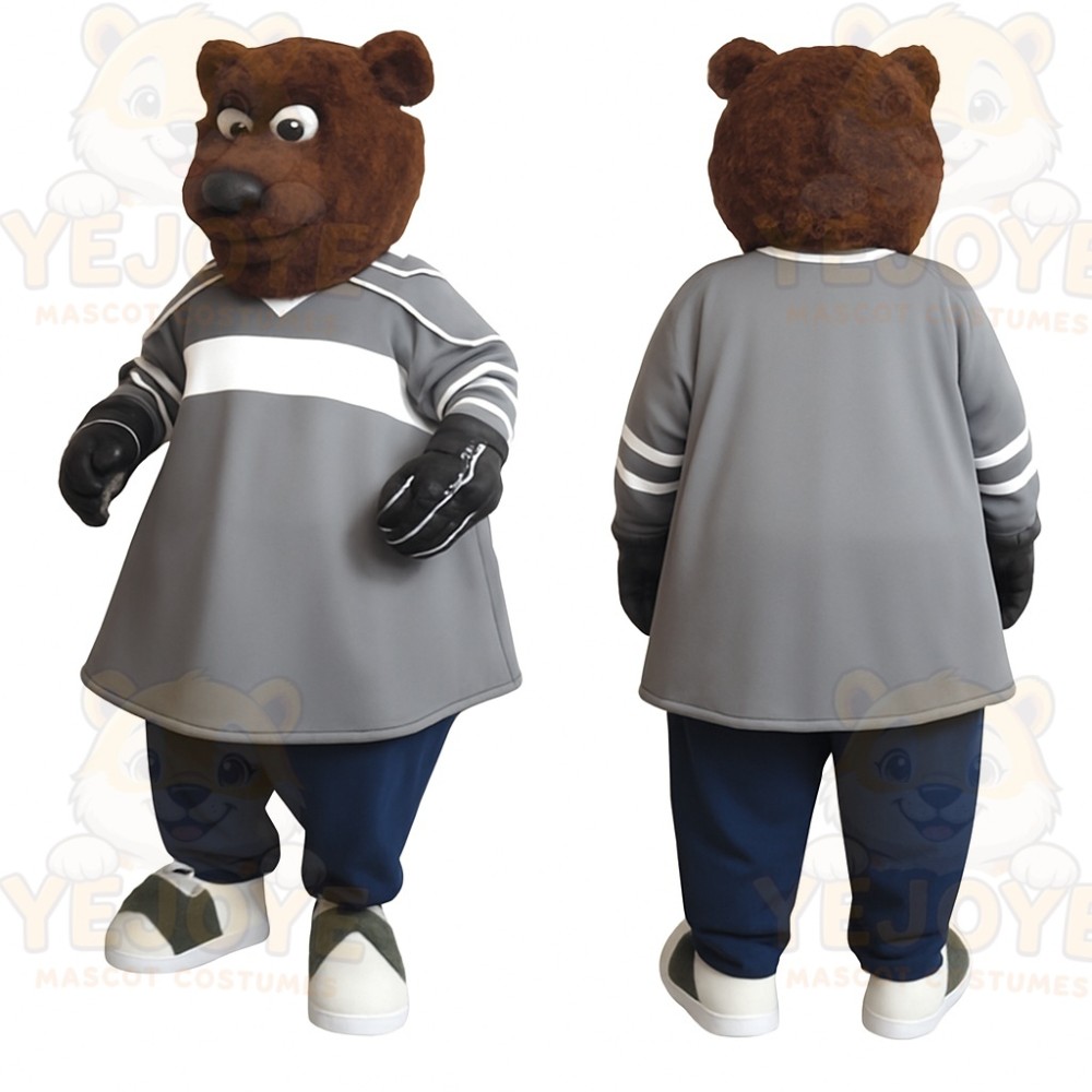 Gray Bear Mascot Costume