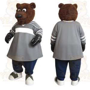 Gray Bear Mascot Costume