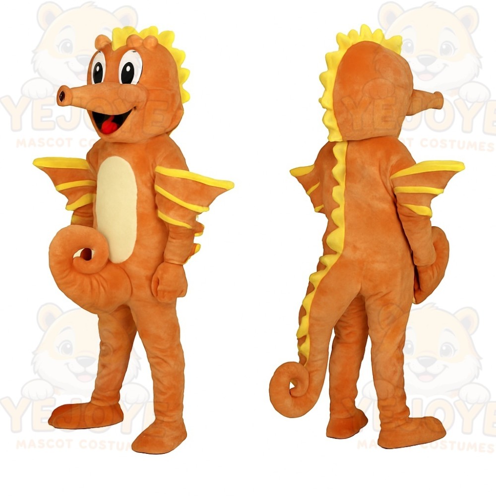 Orange Seahorse Mascot Costume