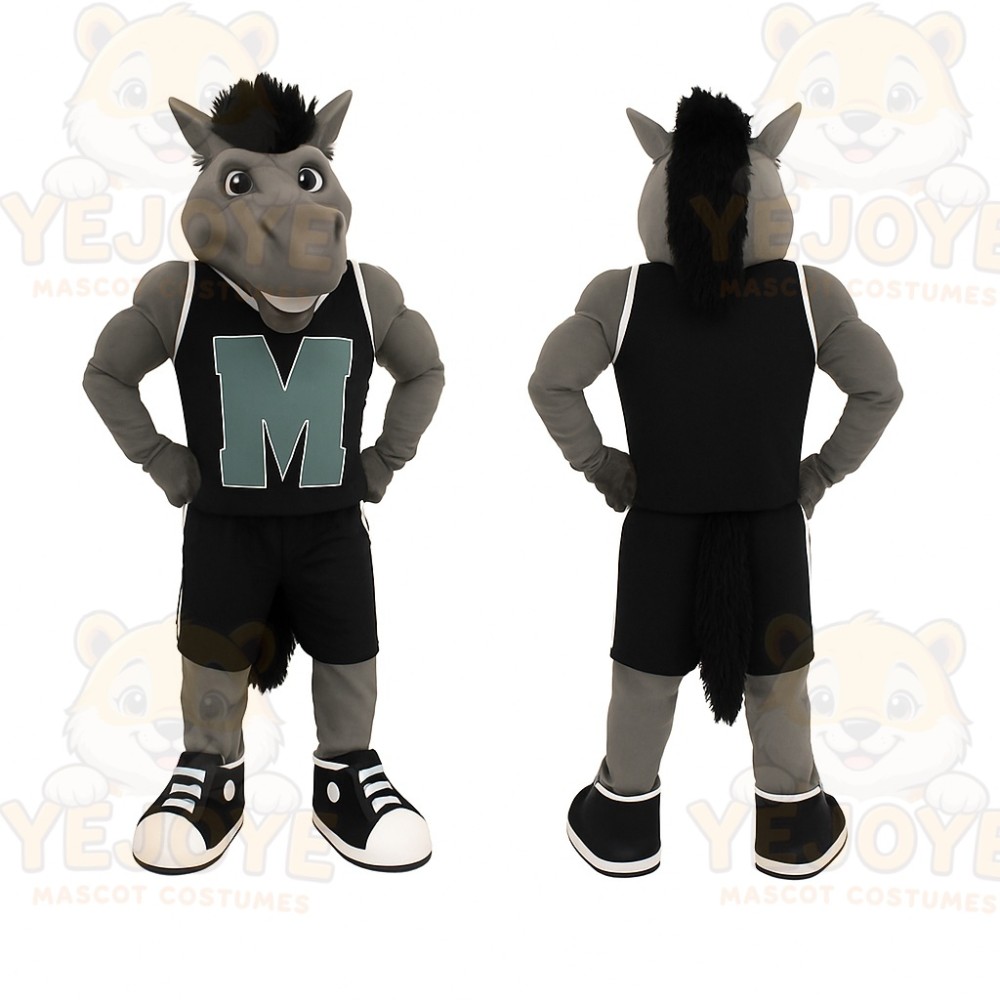 Gray Horse Mascot Costume
