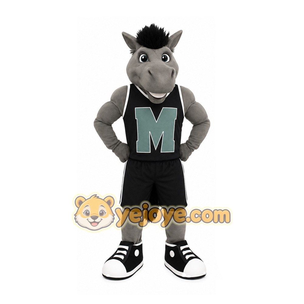 Gray Horse Mascot Costume Gray Horse Mascot Costume