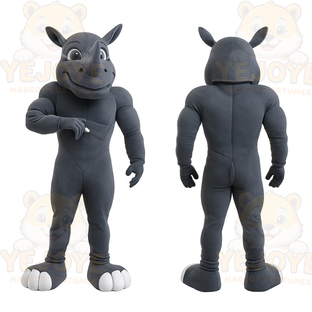 Gray Rhino Mascot Costume