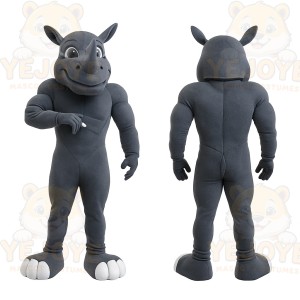Gray Rhino Mascot Costume