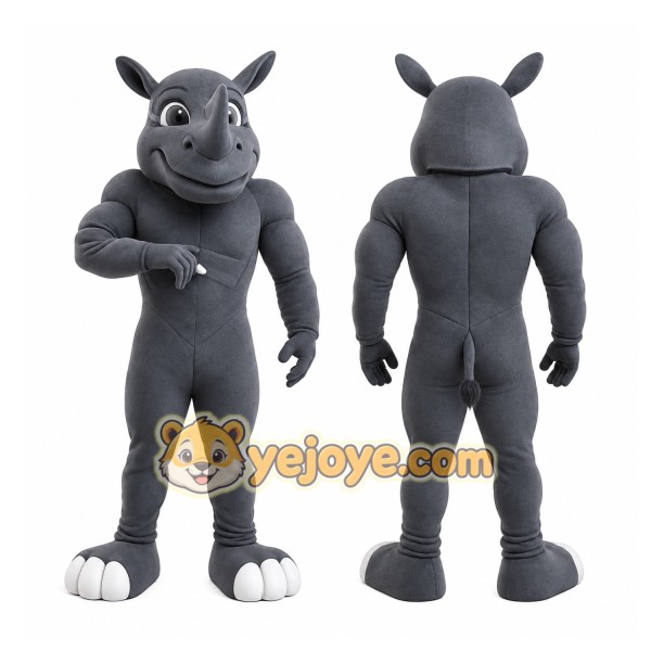 Gray Rhino Mascot Costume