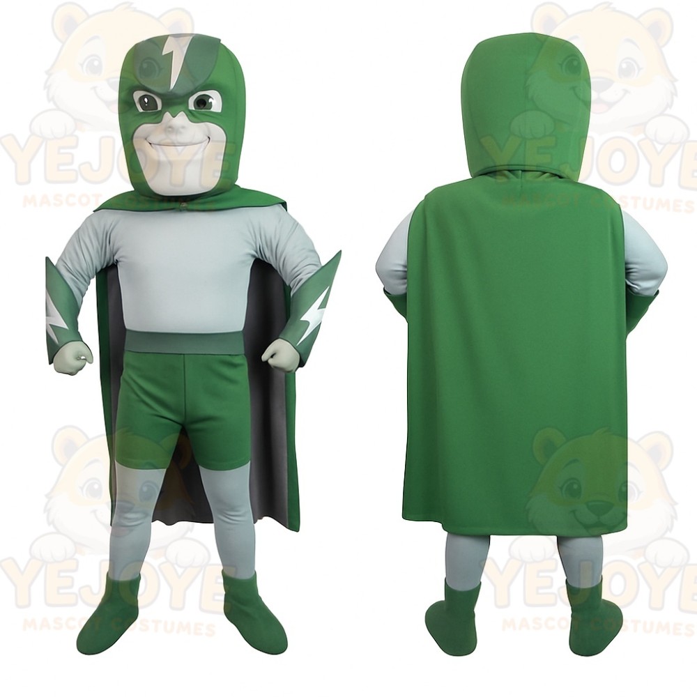 Green Superhero Mascot Costume