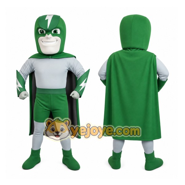Green Superhero Mascot Costume