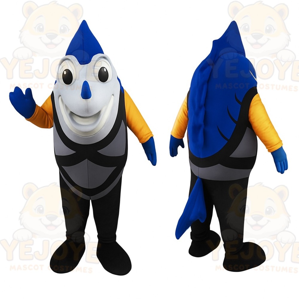 Blue Fish Mascot Costume