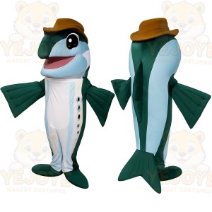 Blue Fish Mascot Costume