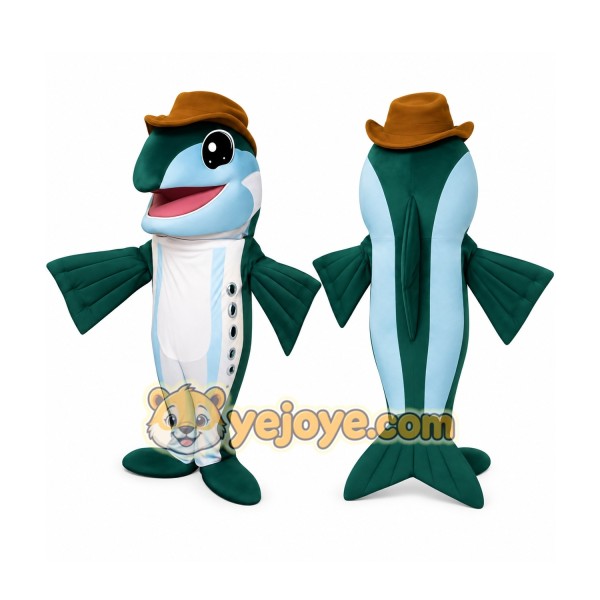 Blue Fish Mascot Costume