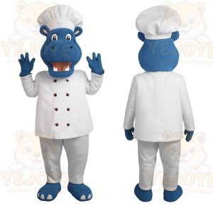 Blue Hippo Chef Mascot Costume