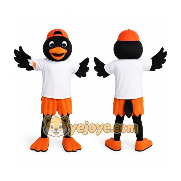 Black and Orange Bird Mascot Costume