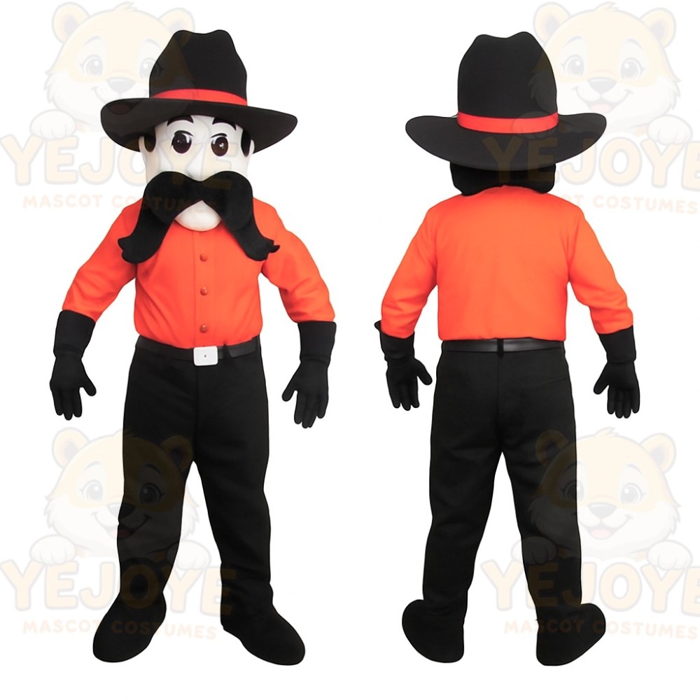 Orange Cowboy Mascot Costume