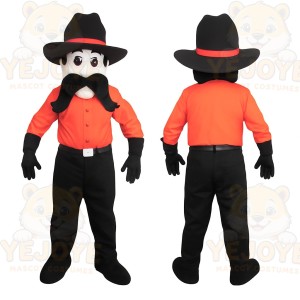 Orange Cowboy Mascot Costume