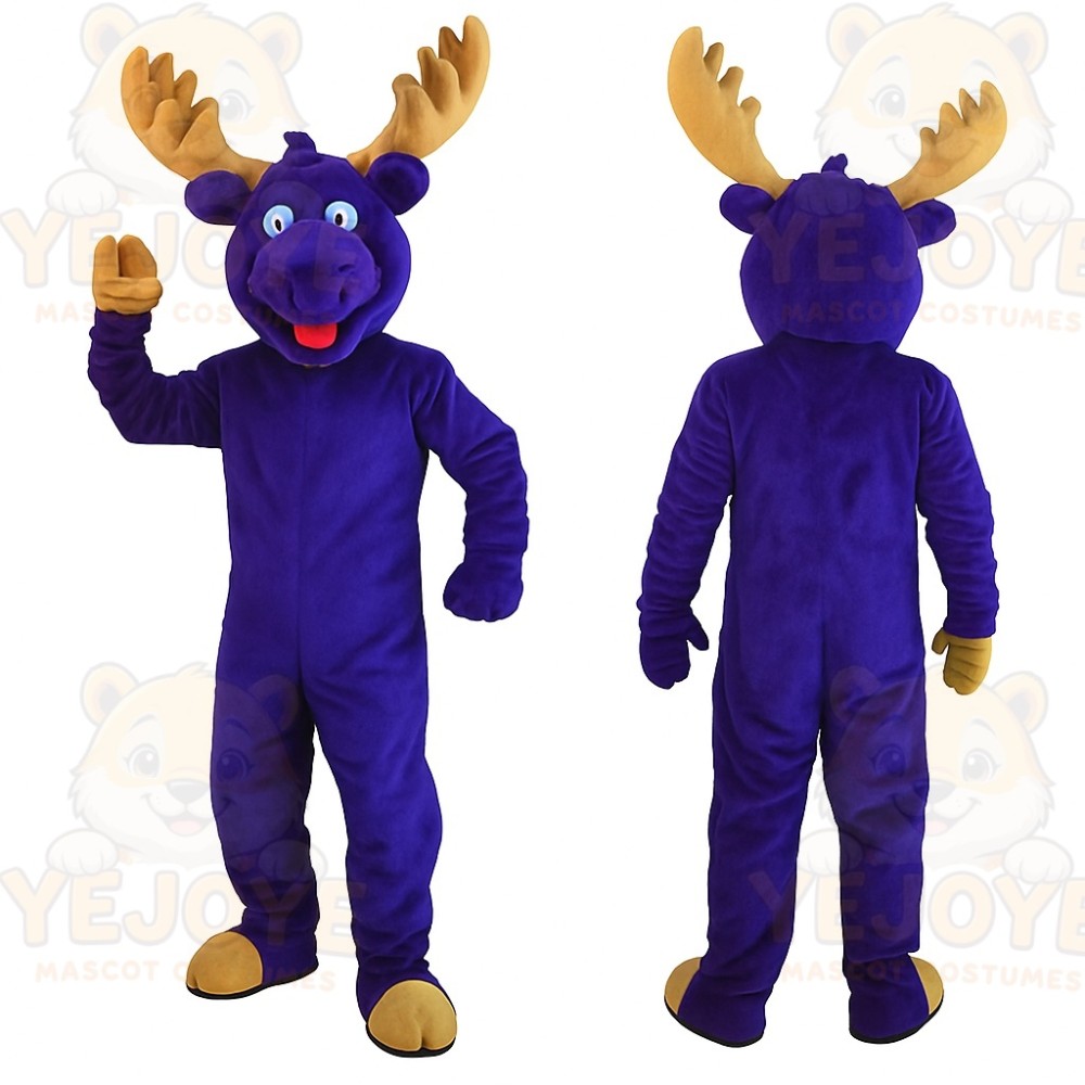 Purple Moose Mascot Costume