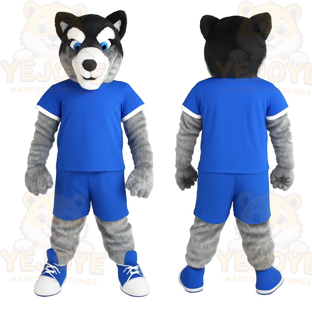 Blue Wolf Mascot Costume
