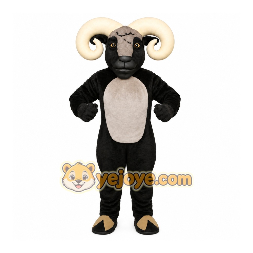 Black Ram Mascot Costume Black Ram Mascot Costume