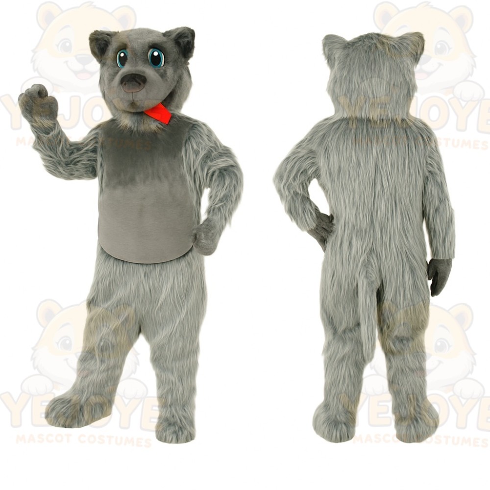 Gray Dog Mascot Costume