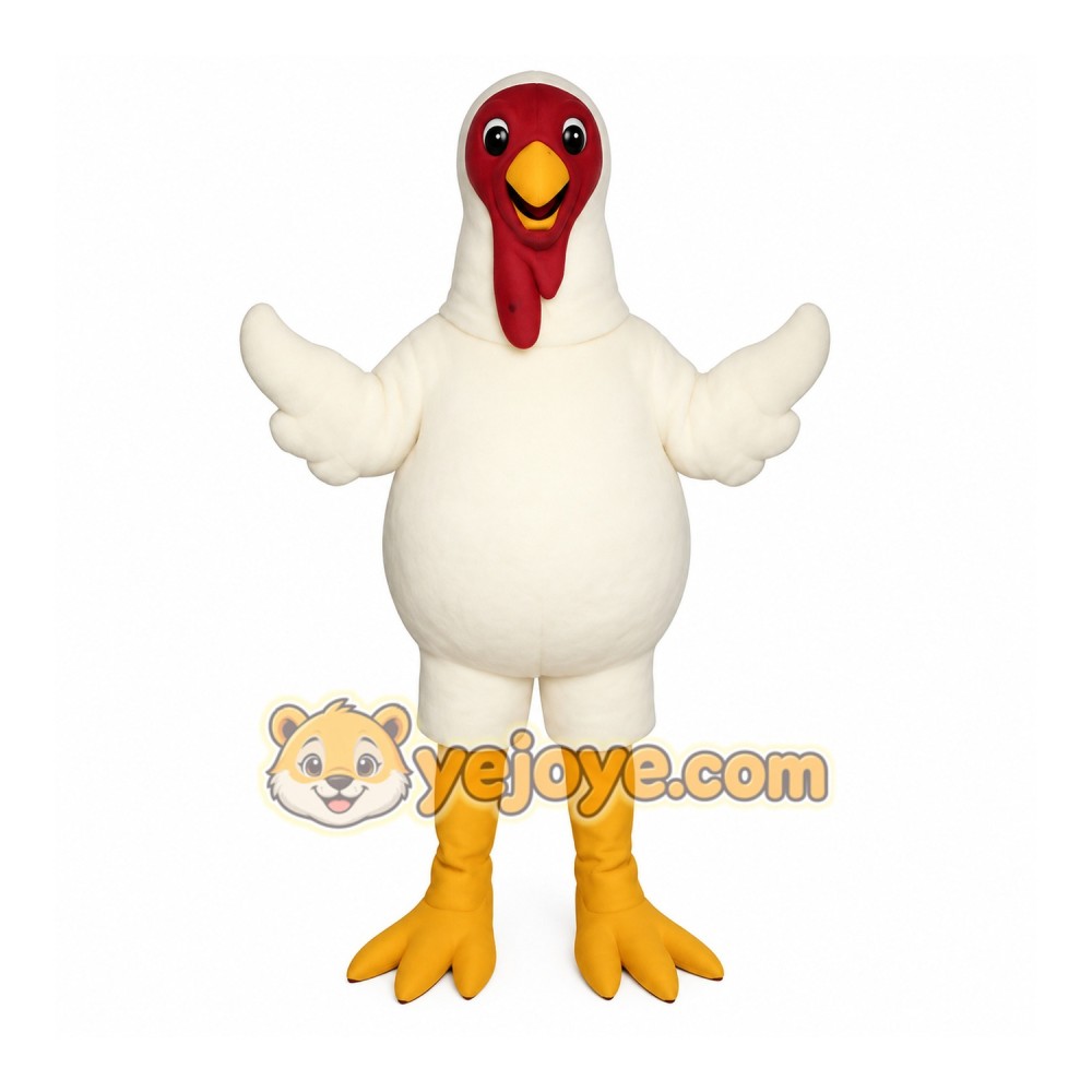 White Turkey Mascot Costume White Turkey Mascot Costume
