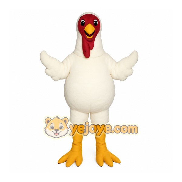 White Turkey Mascot Costume White Turkey Mascot Costume