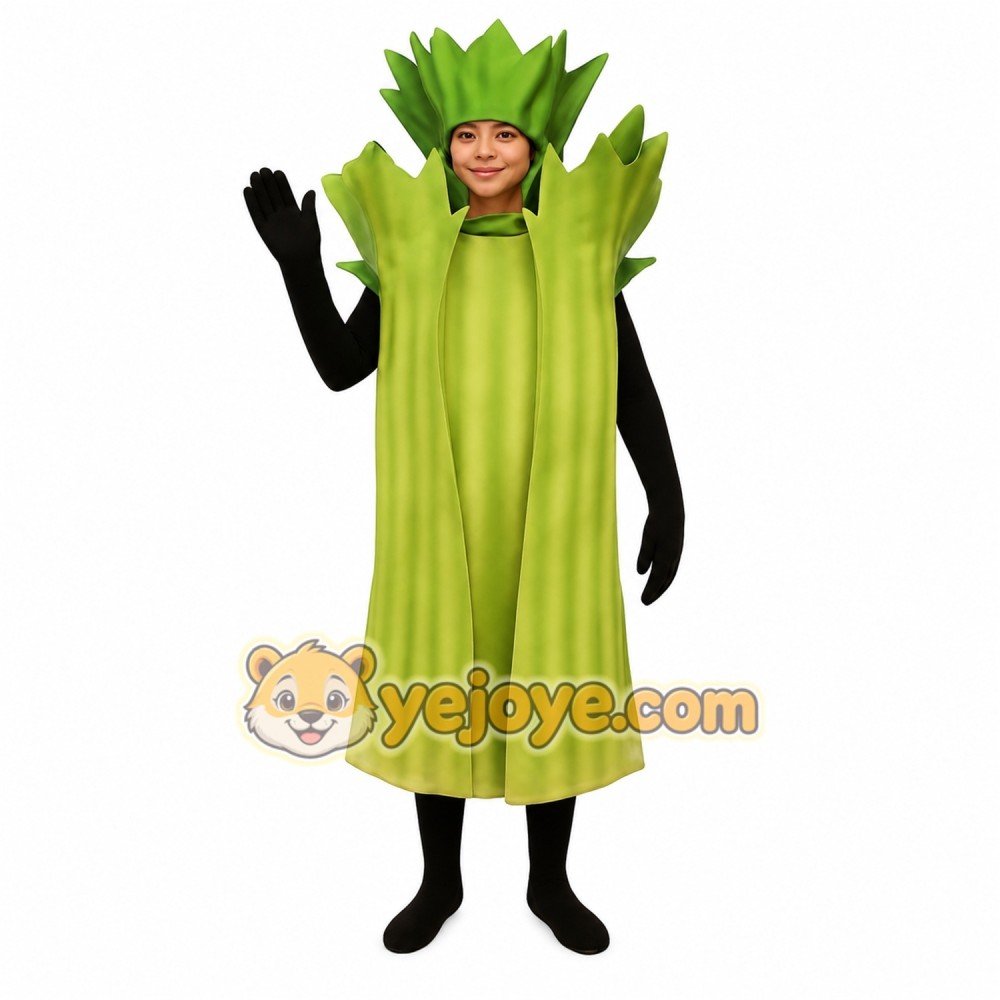 Green Celery Mascot Costume Green Celery Mascot Costume