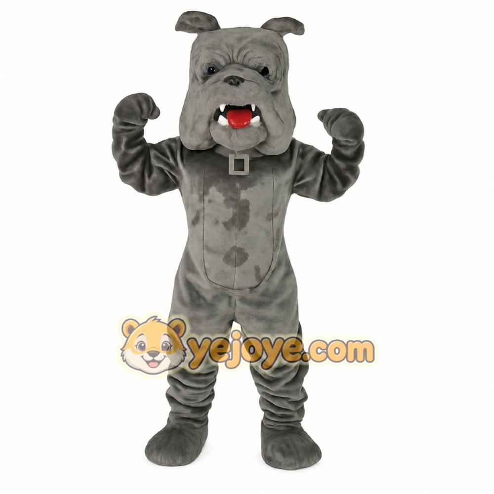 Gray Bulldog Mascot Costume Gray Bulldog Mascot Costume