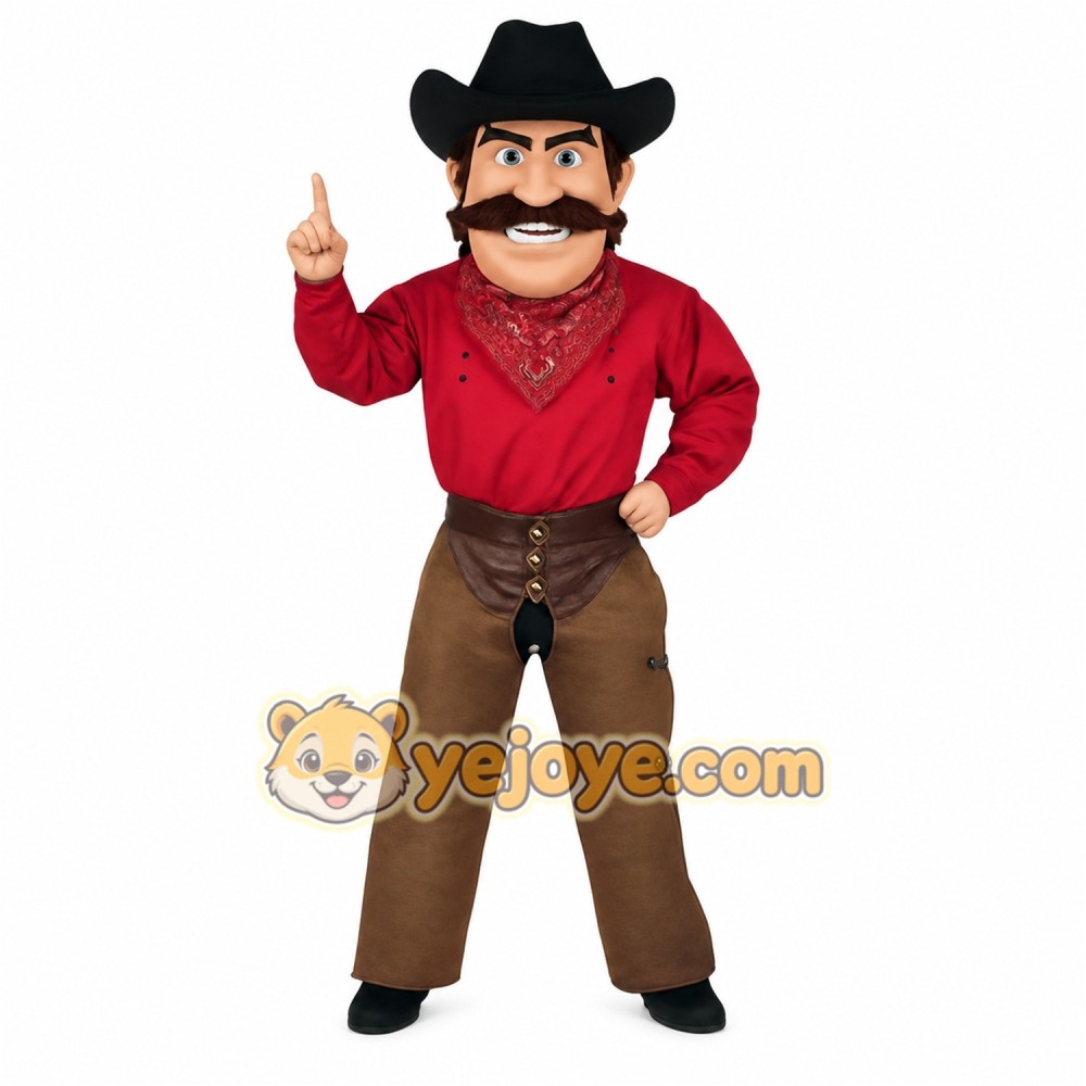 Red Cowboy Mascot Costume Red Cowboy Mascot Costume