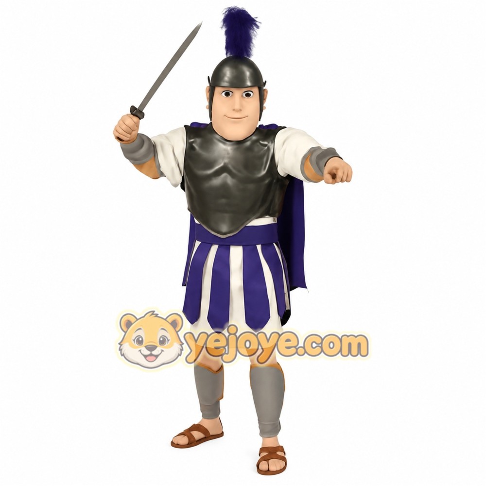 Blue Gladiator Mascot Costume Blue Gladiator Mascot Costume