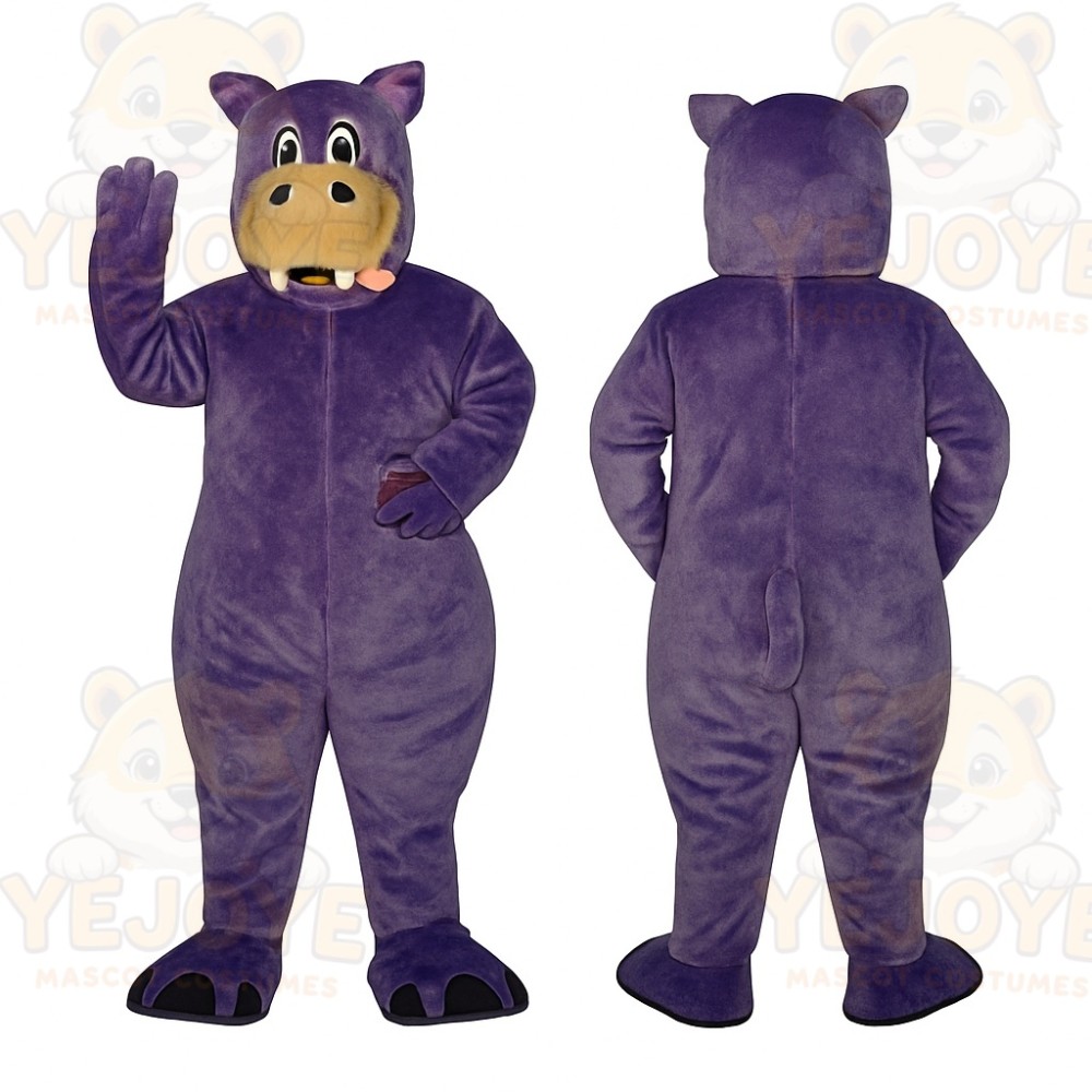 Purple Hippo Mascot Costume