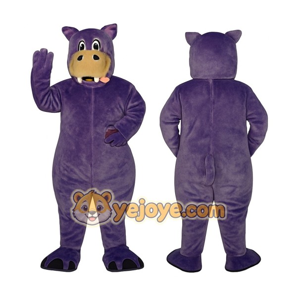 Purple Hippo Mascot Costume