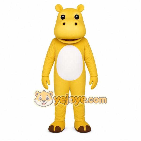 Yellow Hippo Mascot Costume