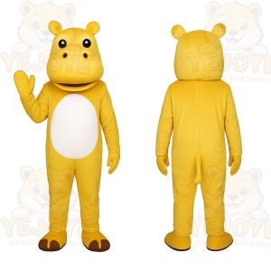 Yellow Hippo Mascot Costume