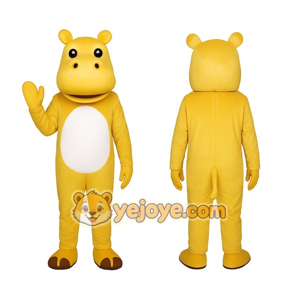 Yellow Hippo Mascot Costume