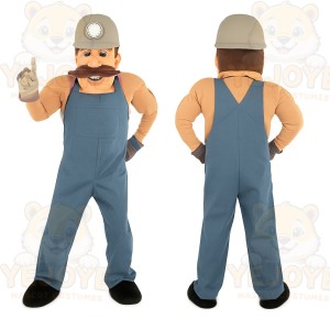 Blue Miner Mascot Costume