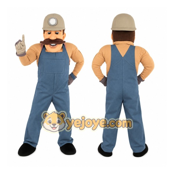 Blue Miner Mascot Costume