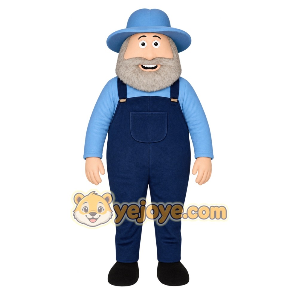 Blue Farmer Mascot Costume Blue Farmer Mascot Costume