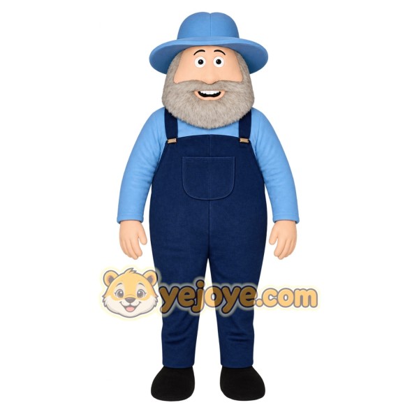 Blue Farmer Mascot Costume