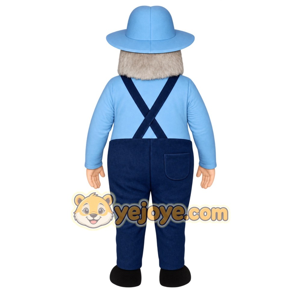 Blue Farmer Mascot Costume Blue Farmer Mascot Costume