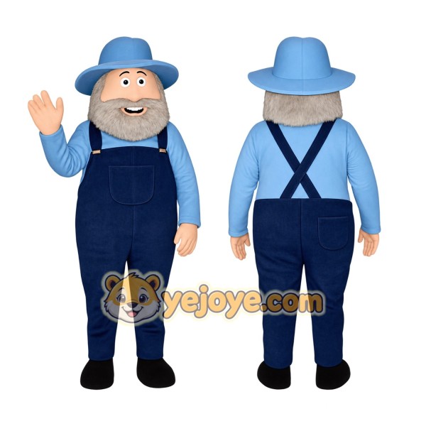 Blue Farmer Mascot Costume