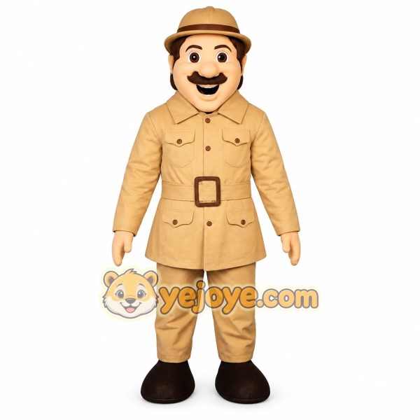 Beige Explorer Mascot Costume